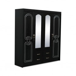 Vienna Wardrobe 4 Doors Black Embose MDF