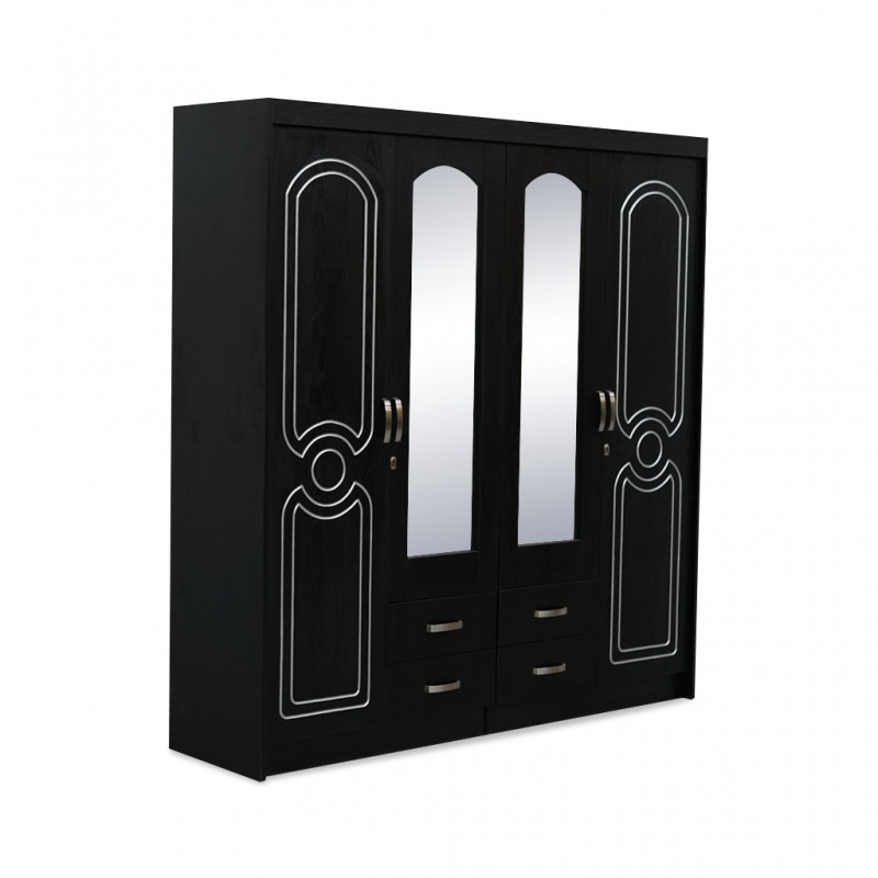 Vienna Wardrobe 4 Doors Black Embose MDF Vienna Wardrobe 4 Doors Black Embose MDF