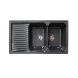Sintetika (SJTK) Sink Double Bowl With Table Granito Negro
