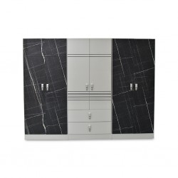 Glasgow Wardrobe 6 Doors PB Blck/Off White