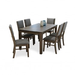 Silver Table and 6 Chairs White Wash Choco