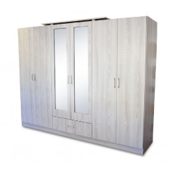 Grace Wardrobe 6 doors Grey MDF