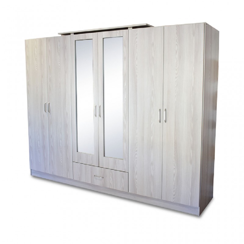 Grace Wardrobe 6 doors Grey MDF