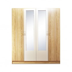 Neo Wardrobe 4 Doors Oak and White MDF