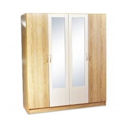 Neo Wardrobe 4 Doors Oak and White MDF
