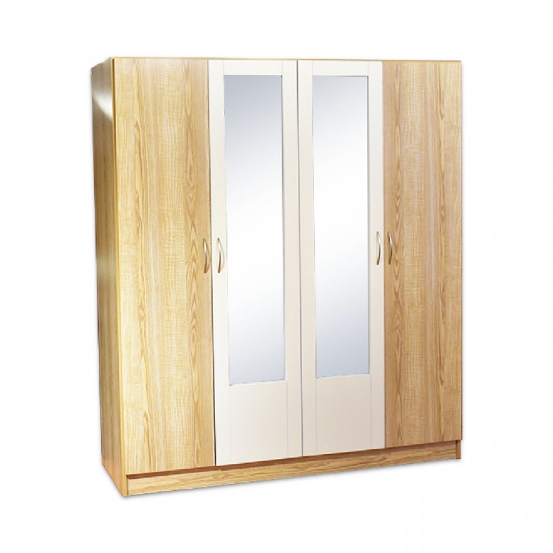 Neo Wardrobe 4 Doors Oak and White MDF