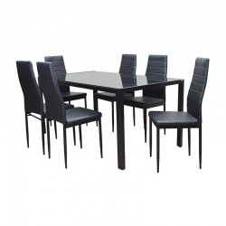 Henrix Table and 6 Chairs Black