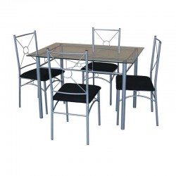 Arvens Table and 4 Chairs Black Metal