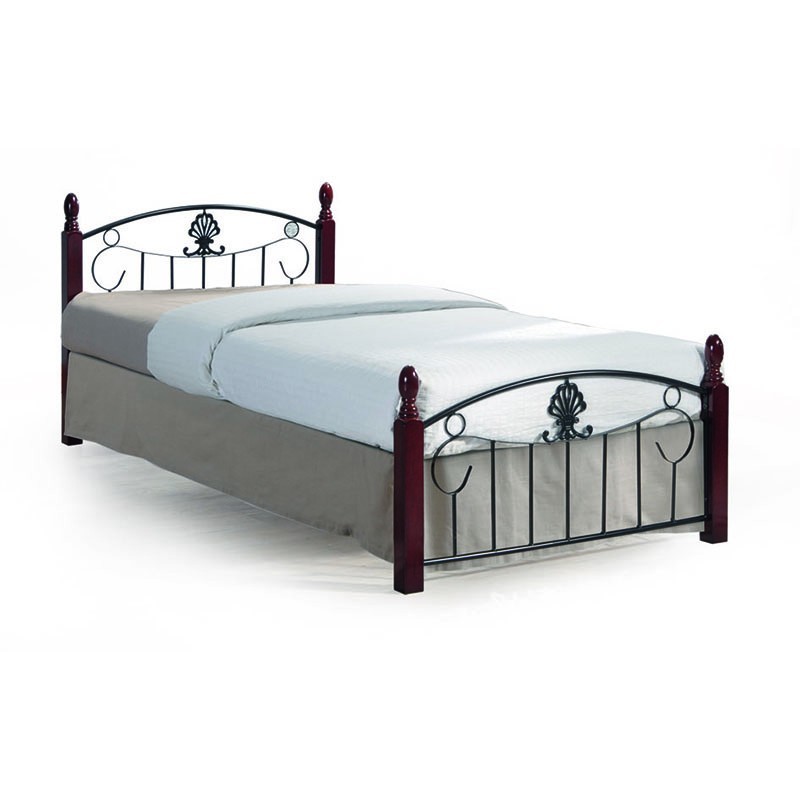 Oregon Bed 90x190 cm Black Wood/Metal