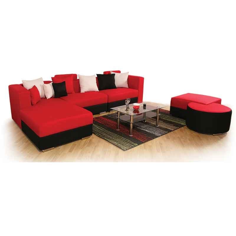 Ontario Sofa Corner Fabric Red/Black Ontario Sofa Corner Fabric Red/Black