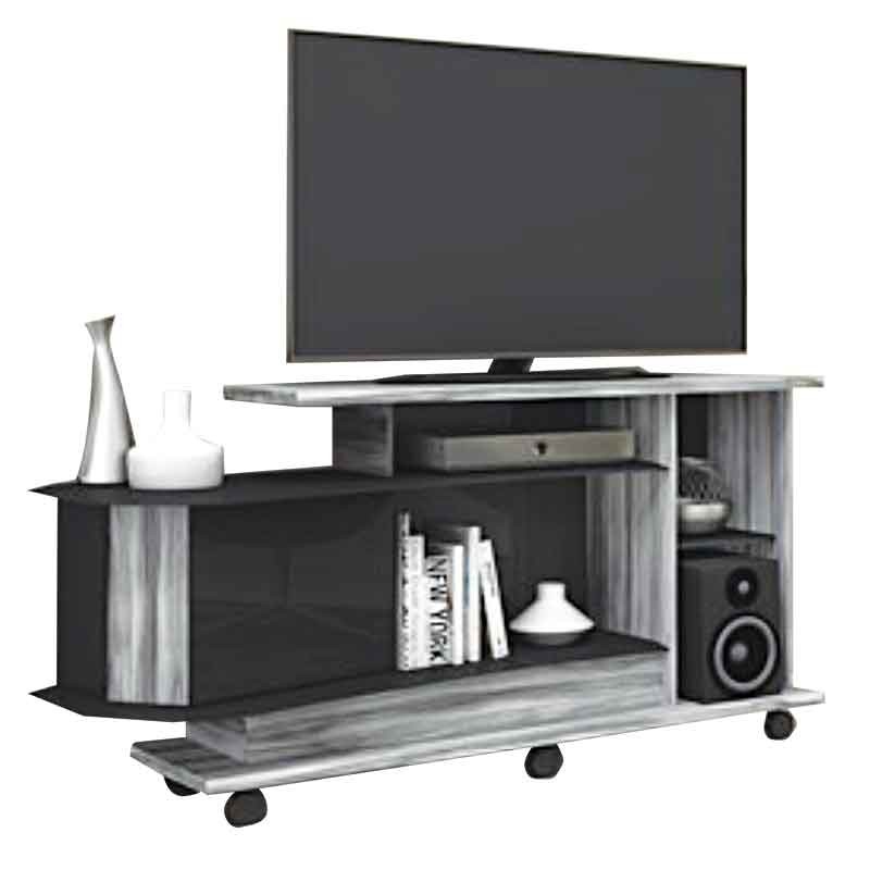 Zoom Low TV Cabinet Grey/Black Particle Board