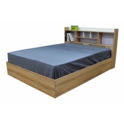 Neo Bed 150x190 cm Oak and White MDF