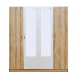 Neo Wardrobe 4 Doors Oak and White MDF
