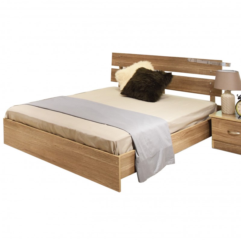 Atlante Bed 150x190 cm Greyish Oak MDF