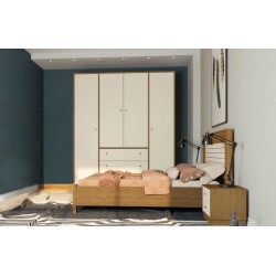 Munique Bedroom Set 160x200 cm Off White/Br