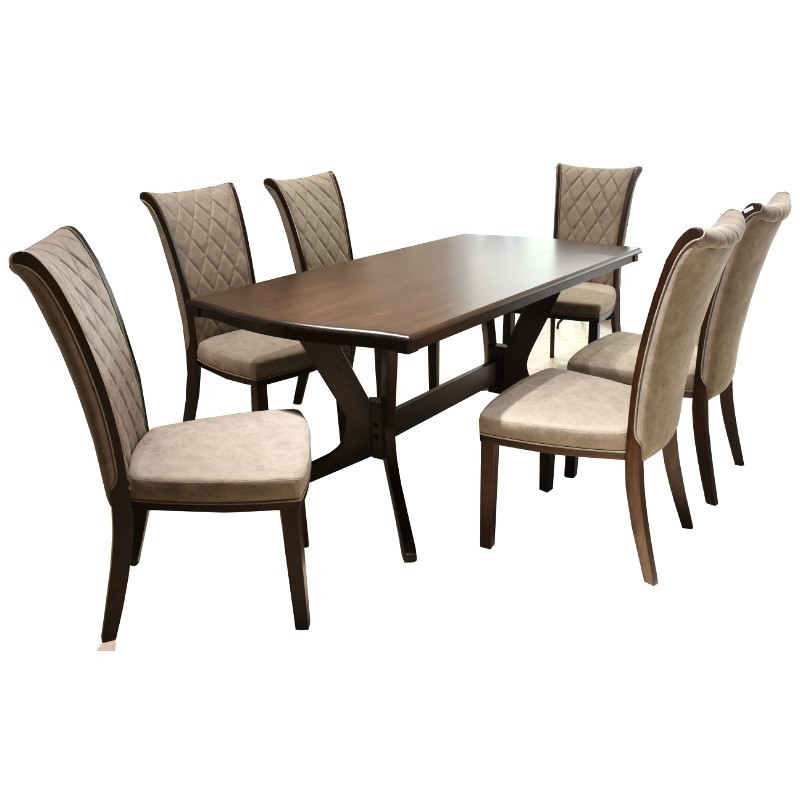 Simon Table and 6 Chairs Dark Walnut