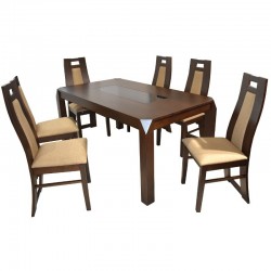 Shemimo Table and 6 Chairs Dark Walnut
