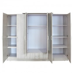 Grace Wardrobe 6 doors Grey MDF