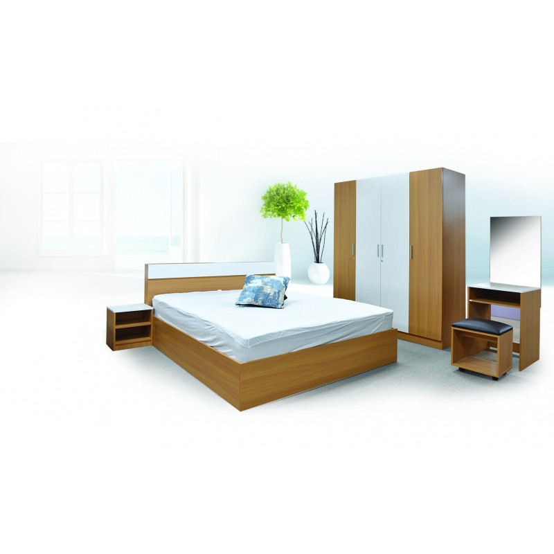 Dallas Bedroom Set 150x190 cm Beech/White