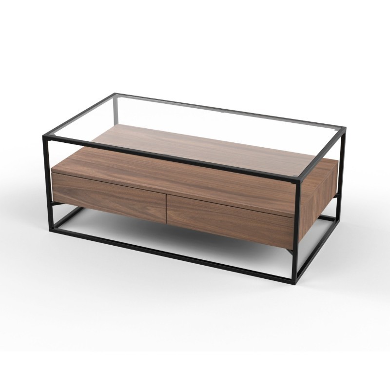 Vegas Coffee Table Walnut PB/Glass Top