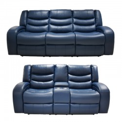 Veneto Sofa 3+2 in Blue Leather Gel