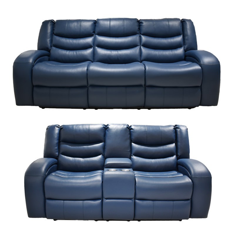 Veneto Sofa 3+2 in Blue Leather Gel