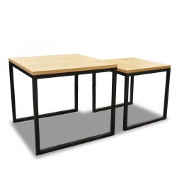 Kazi Set Of 2 Coffee Table MDF Oak