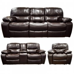 Lugano Sofa 3+2+1 Brown Leather/PVC