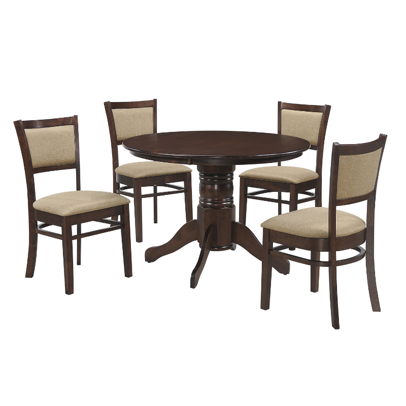 Esther Table Round + 4 Chairs Dark Walnut