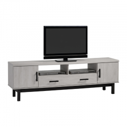 Movie Low TV Cabinet  Melamine White Wash+ Ebody Oak