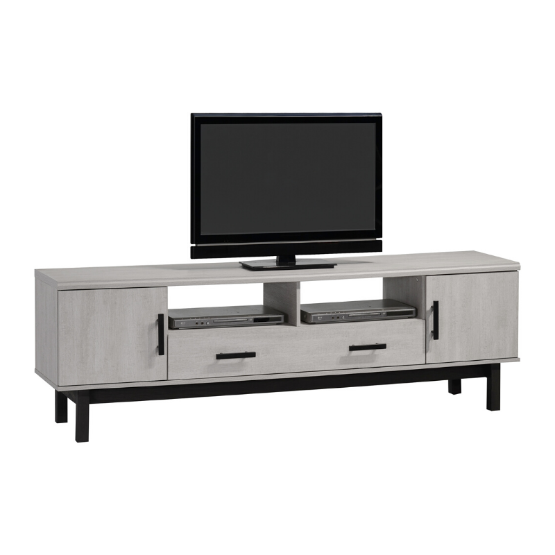 Movie Low TV Cabinet Melamine White Wash+ Ebody Oak Movie Low TV Cabinet Melamine White Wash+ Ebody Oak