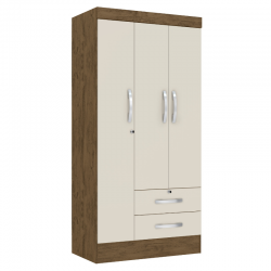 Caribe Wardrobe 3 doors Brown/Off White