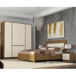 Munique Bedroom Set 160x200 cm Off White/Br